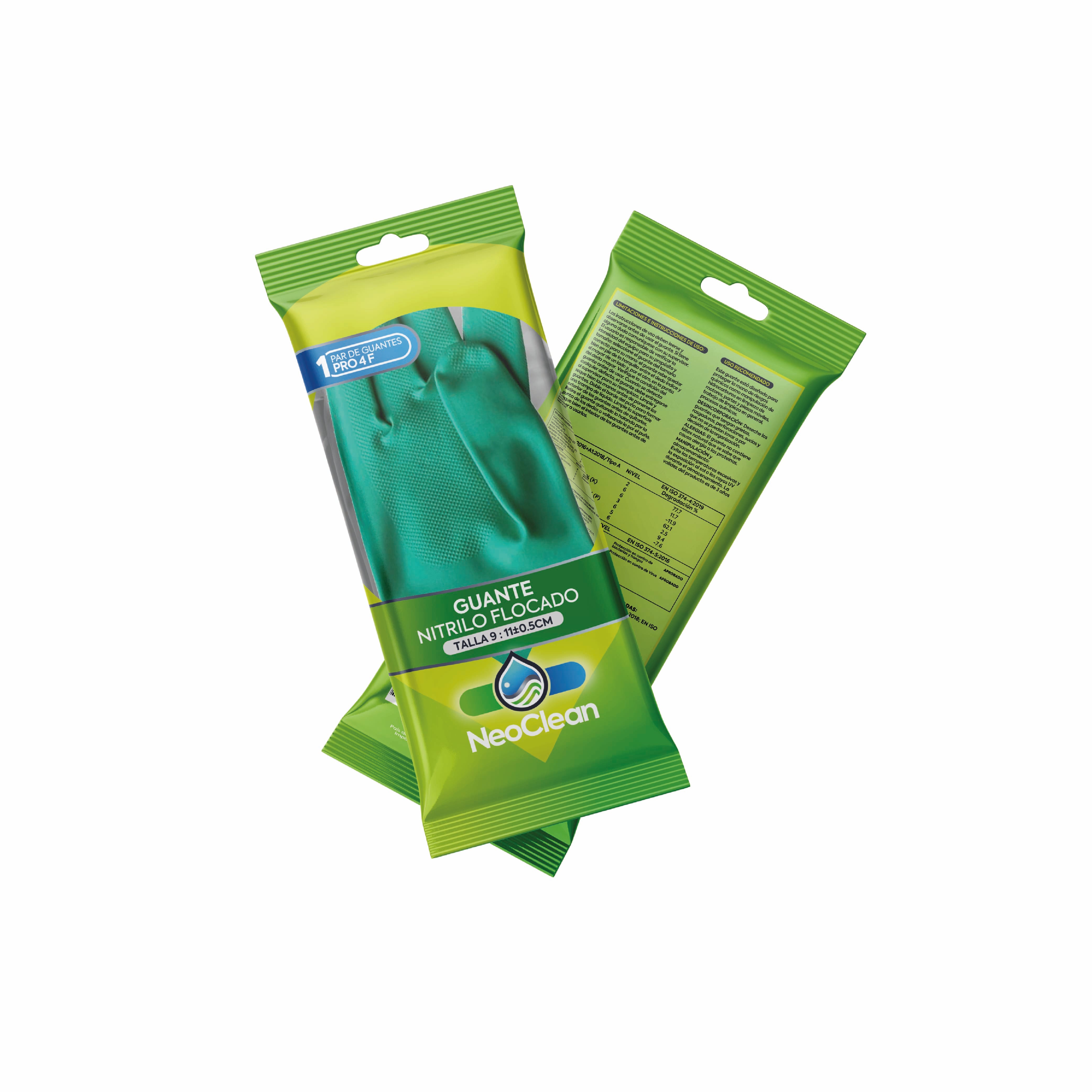 Guante Nitrilo Flocado Talla 8 NEOCLEAN | Bolsón 12 Pares