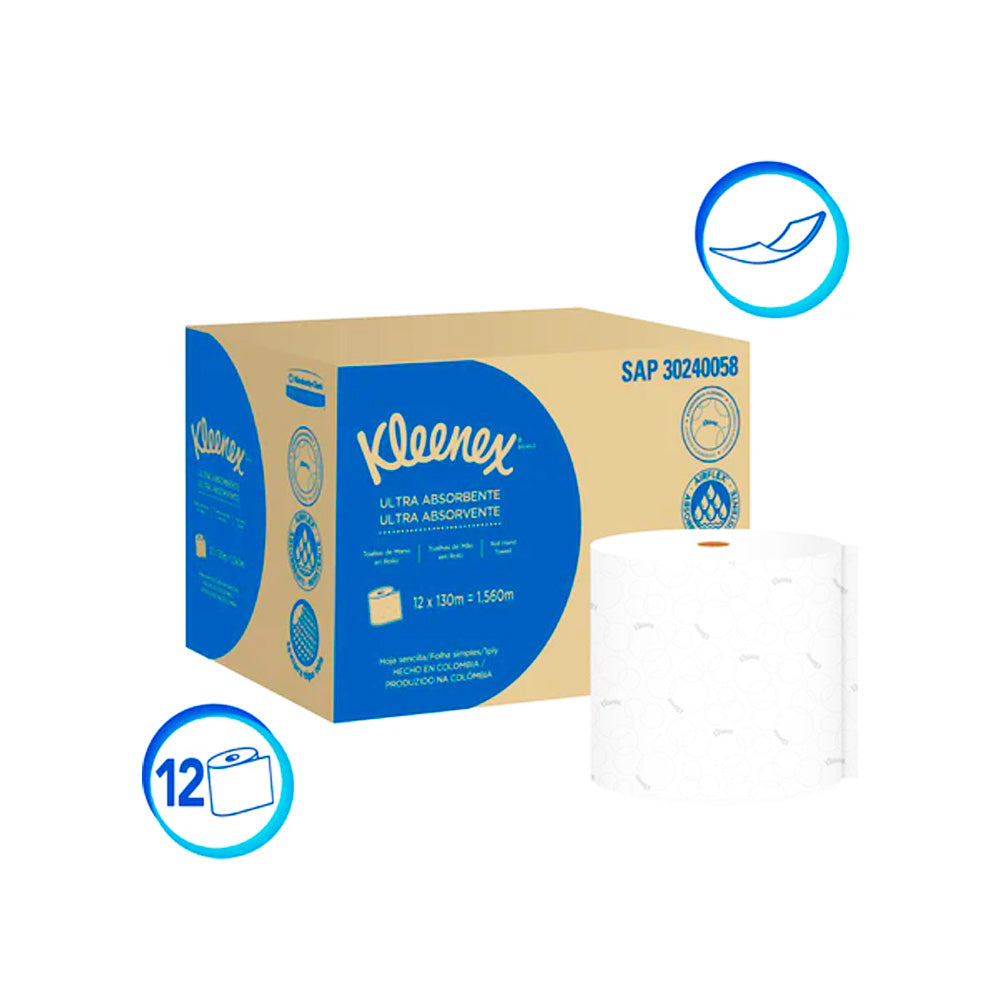 Toallas en Rollo Kleenex Airflex - (12 Rollos de 130 Metros)