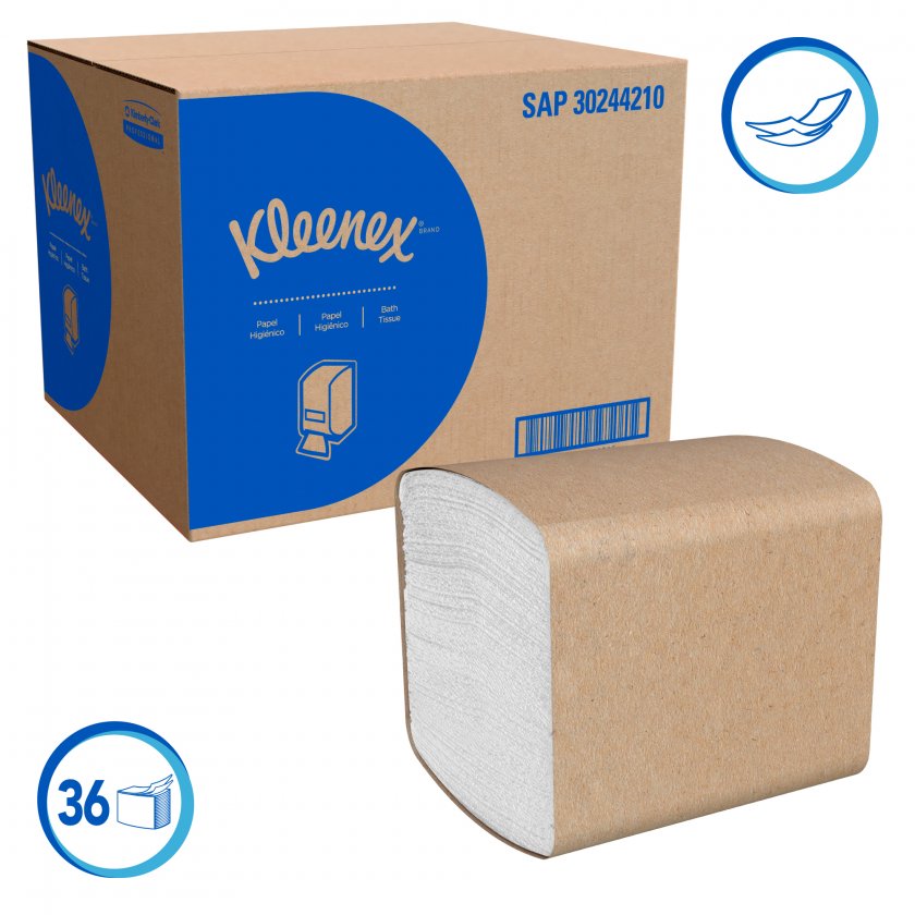 Papel Higienico Interfoliado Kleenex Doble Hoja - (36 Unidades x 250 Hojas)