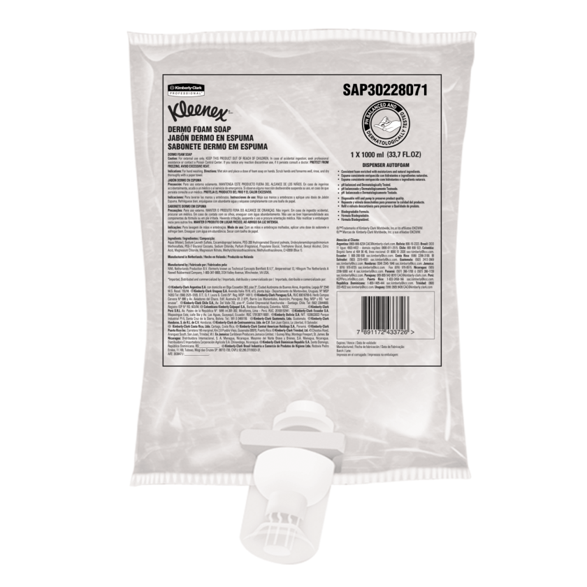 Jabon Espuma Automatico Kleenex Dermo - (4 Unidades x 1000ml)