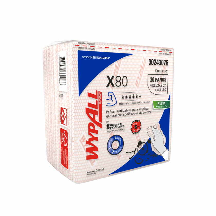 Paños Wypall X80 Pus Azul Predoblado- (10 pack x 30 paños)